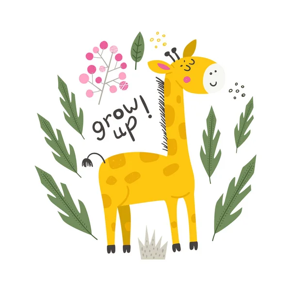 Affiche vectorielle avec Girafe mignonne . — Image vectorielle