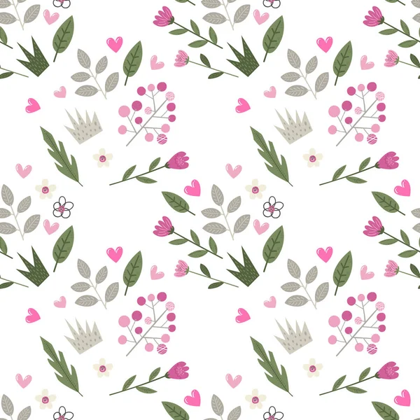 Seamless Pattern Flowers Leaves Perfect Fabric Textile Creative Vector Background — Stock Vector