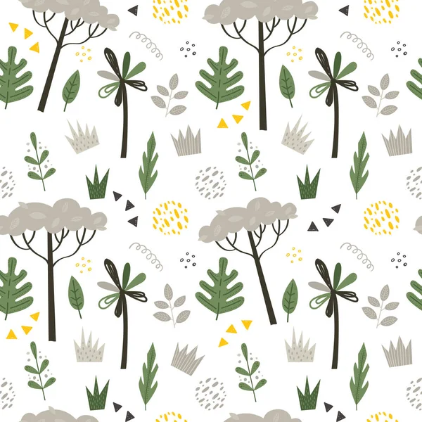 Seamless Pattern Trees Perfect Fabric Textile Creative Vector Background — Stock Vector