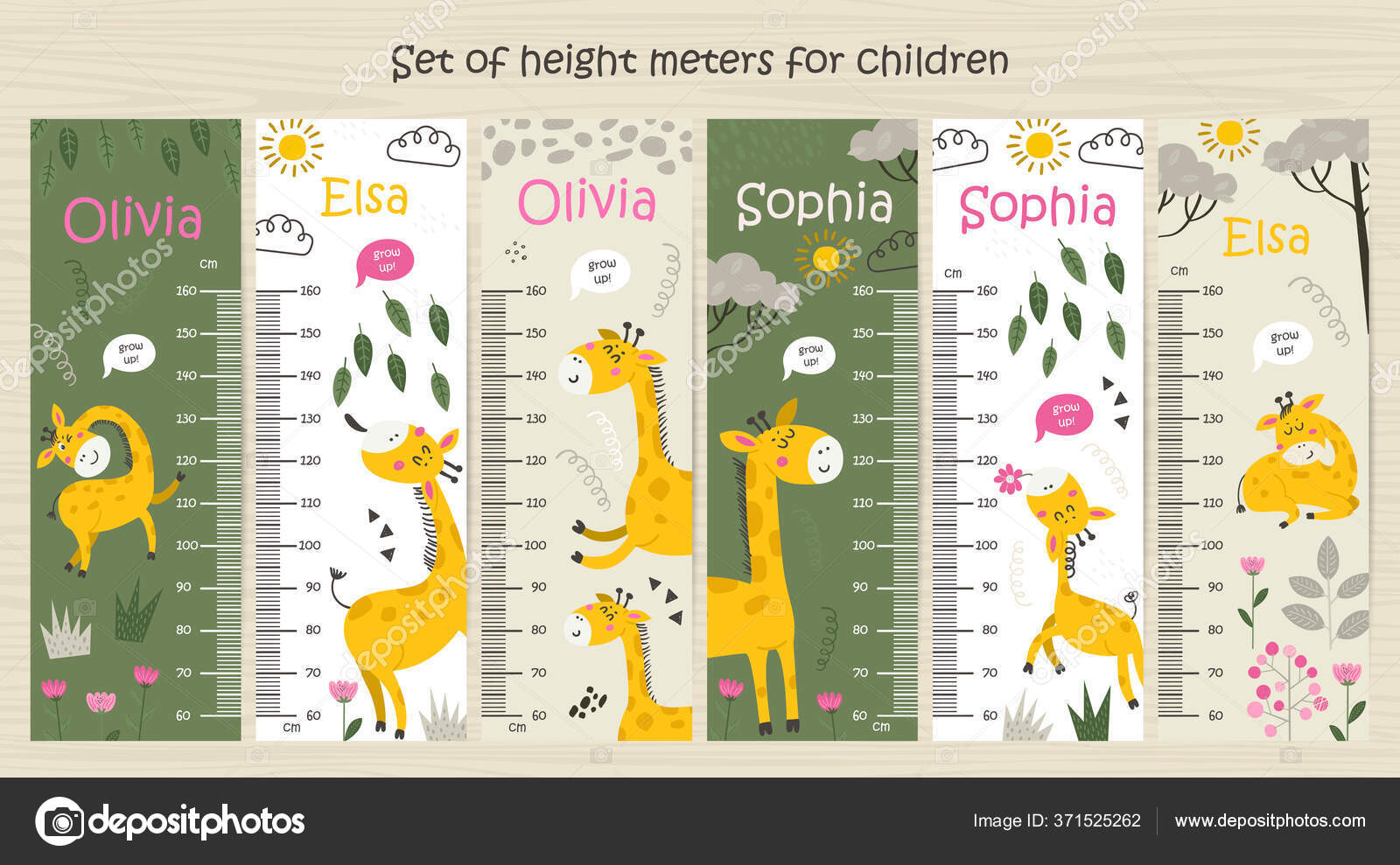 Kinderen hoogte grafieken met Giraffes vectorafbeelding door