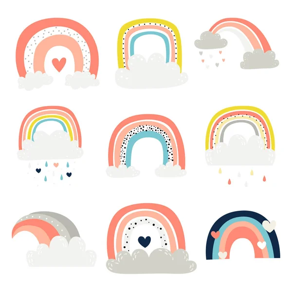 Set van schattige regenbogen — Stockvector