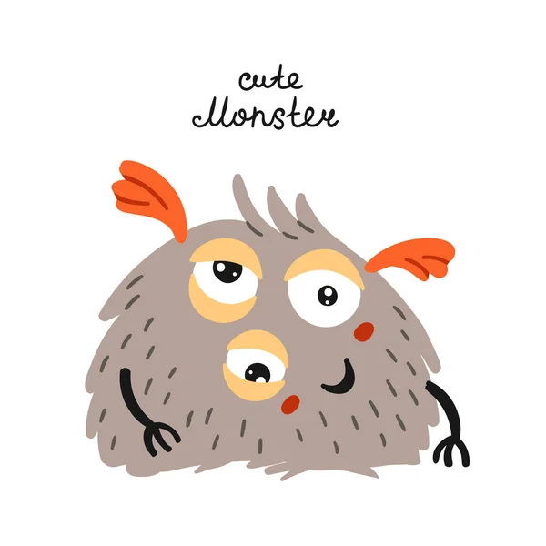 Mignon Monstre Isolé Sur Fond Blanc Conception Enfantine Pour Invitation — Image vectorielle