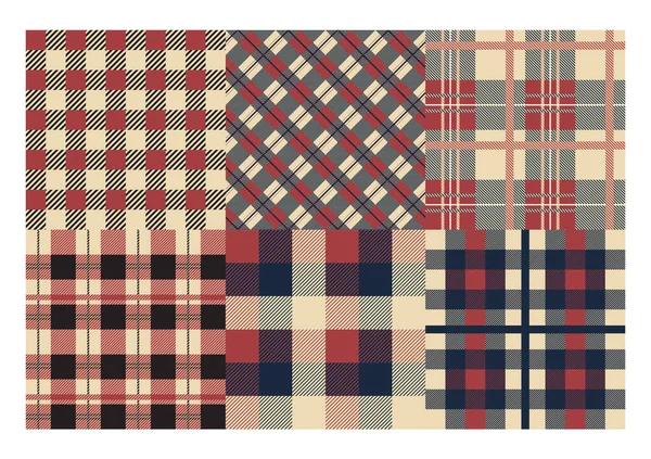 구면 패턴입니다. 전형적 인 스코틀랜드의 철장 질감, 추상적 인 기하학적 실없는 장식 세트. Vector tartan backdrop collection — 스톡 벡터
