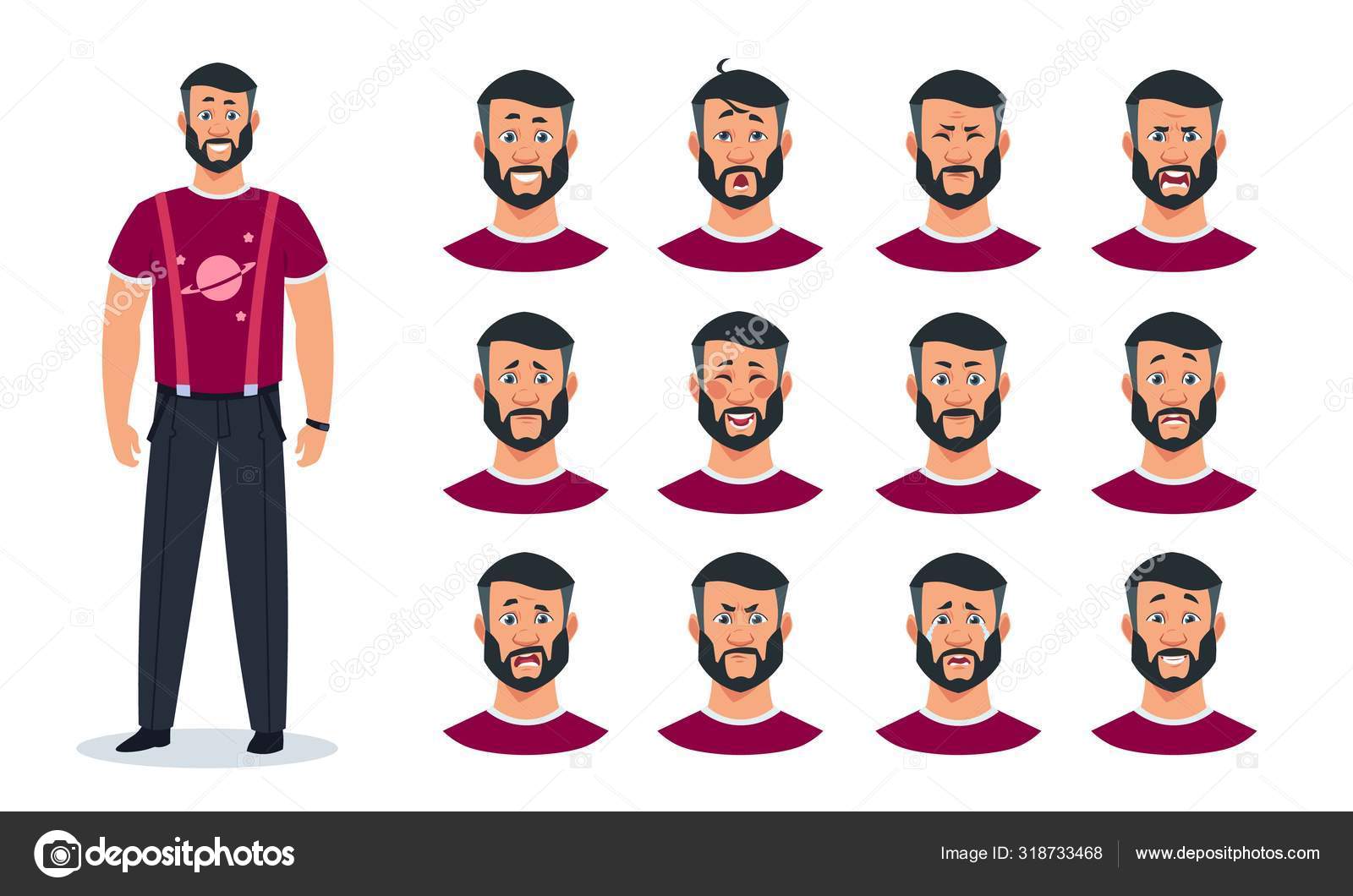 Vetores de Avatar De Kawaii Conjunto De Pessoas Com Expressão e mais  imagens de Adulto - Adulto, Avatar, Barba - iStock