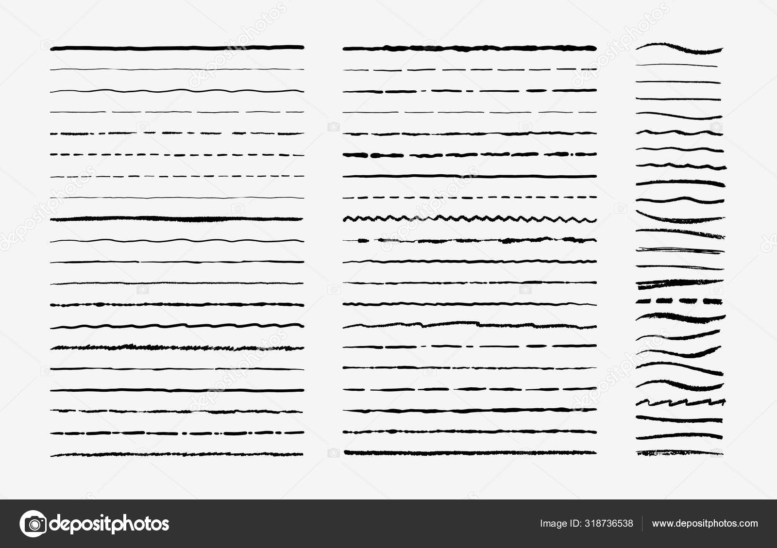 Hand drawn doodle brush lines. Vintage hand drawn underline border elements, pencil sketch