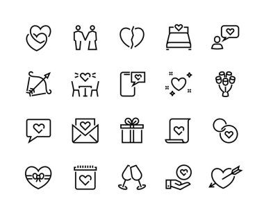 Aşk çizgisi simgeleri. Gönüllü hayır kurumunun dostluğu ve dayanışması Pictogramlar, sadaka tokalaşması ve vektör sembollerine saygı.