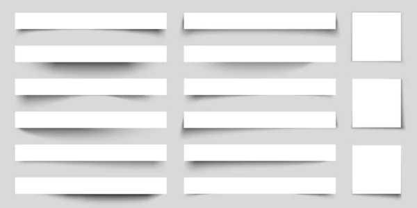 Effetti ombra di carta realistici. Banner web ombre con angoli. Set poster per volantini. Adesivo vettore — Vettoriale Stock