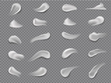 Krema vuruşları. Doğal nemlendirici süt kremalı doku sağlıklı yüz derisi için. Vektör izole edilmiş yumuşak damla nemlendirici