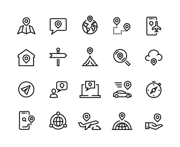 Route line icons. GPS navigation and tracking system, app UI graphic symbols for find device, home and work location. Vector set