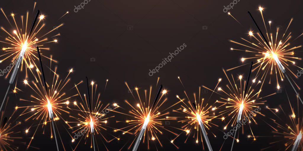 Fondo con bengalas. Fiesta de cumpleaños Bengala luces, fuegos artificiales  elementos decorativos para tarjetas de felicitación. Vector luces de  Navidad Vector de stock por ©SpicyTruffel 321335982
