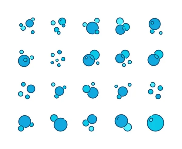 Пузырьки шампанского готовы. Линии икон подводного воздуха и мыла или пузырьков шампуня, химических молекул воды и пузырьков кислорода. Векторное множество — стоковый вектор