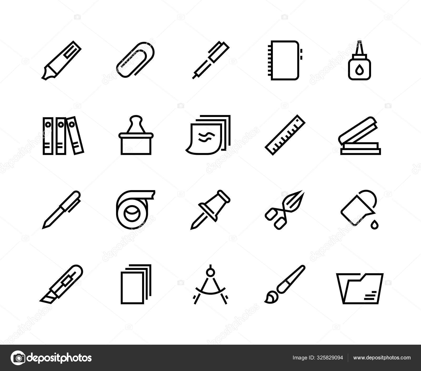 Vector Set Of School Stationery Stickers Stock Illustration