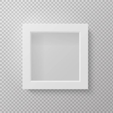 Gerçekçi çerçeve ön görünümü. Kare boş 3D model. Vektör beyaz posteri