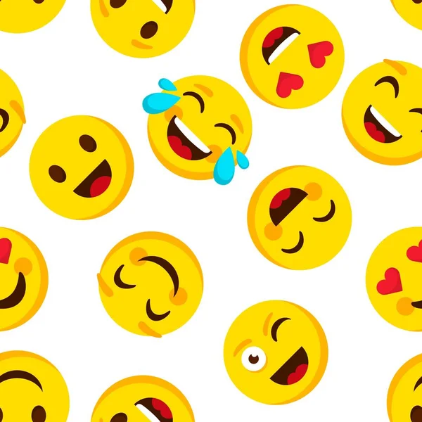 Emoticon seamless pattern. Emotions cartoon emojis background. Funny cute faces cartoon kid vector wallpaper — 스톡 벡터