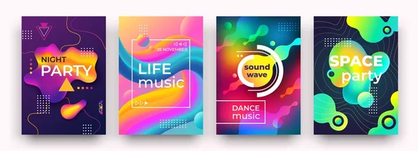 Abstract gradient poster. Vibrant colors and fluid shapes, night party club poster, music festival flyer. Vector bright book cover — Stock Vector