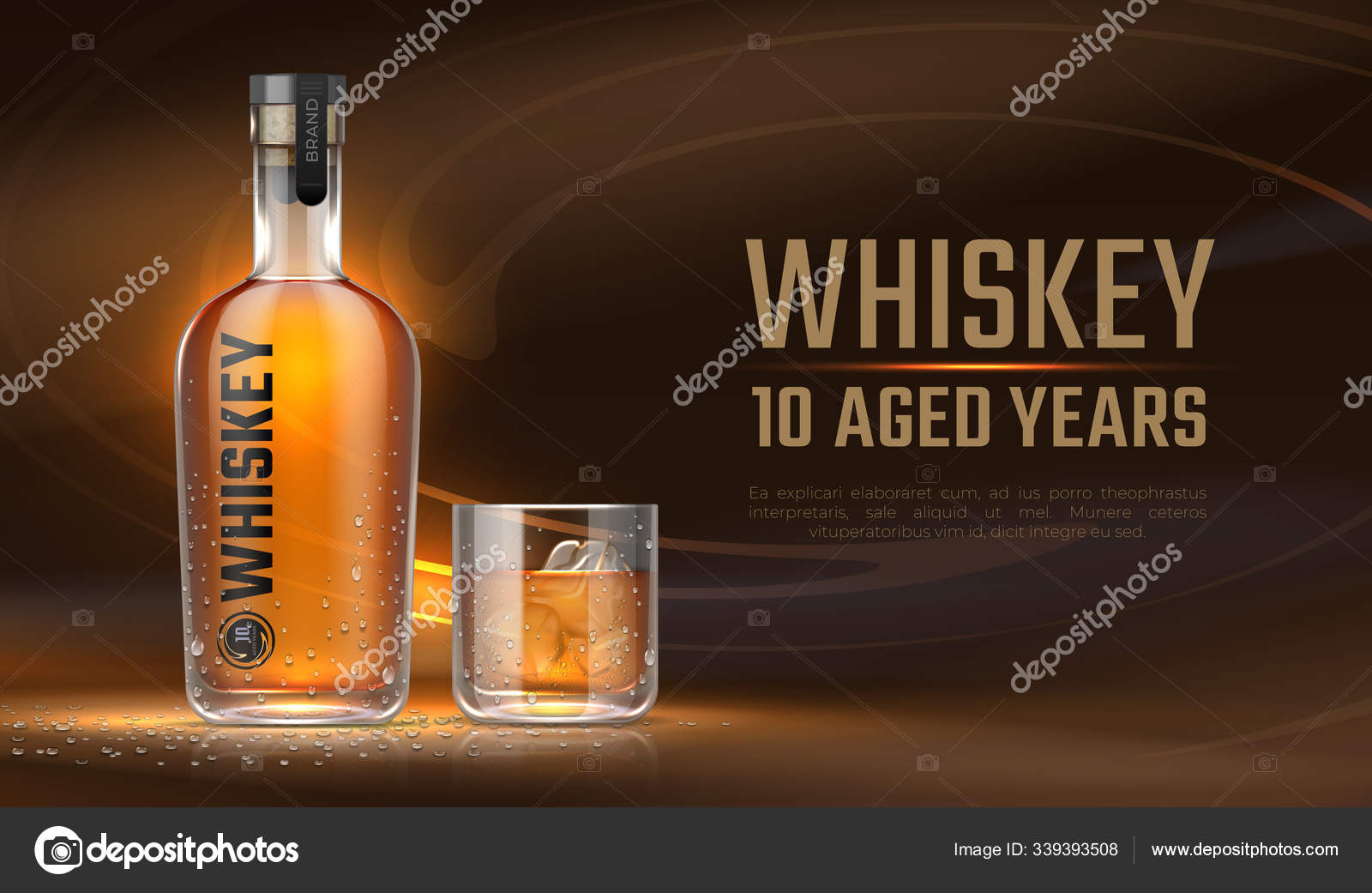 Download Whiskey Ad Realistic Bottle With Alcoholic Beverage Advertisement Banner With Glass Bottle Mockup And Liquid Vector 3d Alcoholic Drink Vector Image By C Spicytruffel Vector Stock 339393508