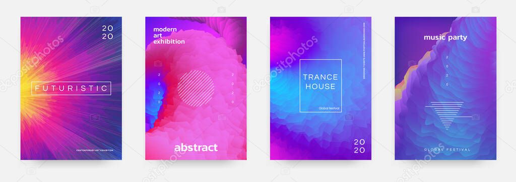 Abstract gradient poster. Music event flyer with vibrant colors and minimal geometric shapes. Vector modern title design template