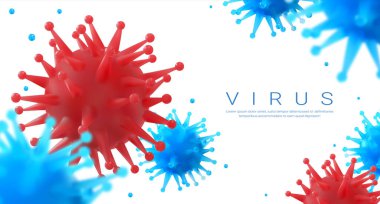 Roman Coronavirus. 2019-nCoV geçmişi, Covid-19 hastalığının gerçekçi 3 boyutlu çizimi, virüs hücre konsepti. Vektör Sağlık Hizmetleri posteri