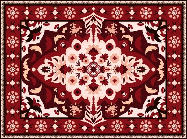 印度地毯。波斯纺织品地毯设计,皇家阿拉伯风格的老式东方刺绣图案.用于室内装饰的矢量族裔奢侈织物 — 图库矢量图片