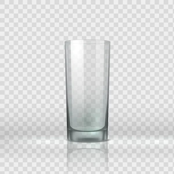 Prázdné sklo. Realistická čistá nádoba na pití. Vektorový pohár vody izolované na průhledném pozadí — Stockový vektor