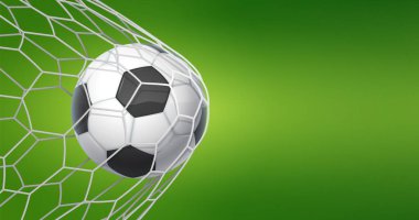Futbol gol arka planı. Metin, spor maçı ve futbol şampiyonası için kalede topu ve yeri olan futbol afişi. Hedef vektör kavramı