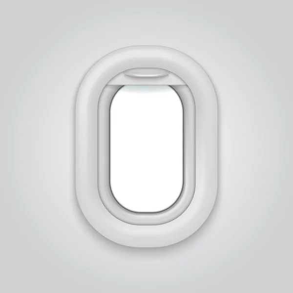 Fenêtre d'avion. Avion réelictique vecteur ouvert illuminateur. Plan hublot maquette — Image vectorielle