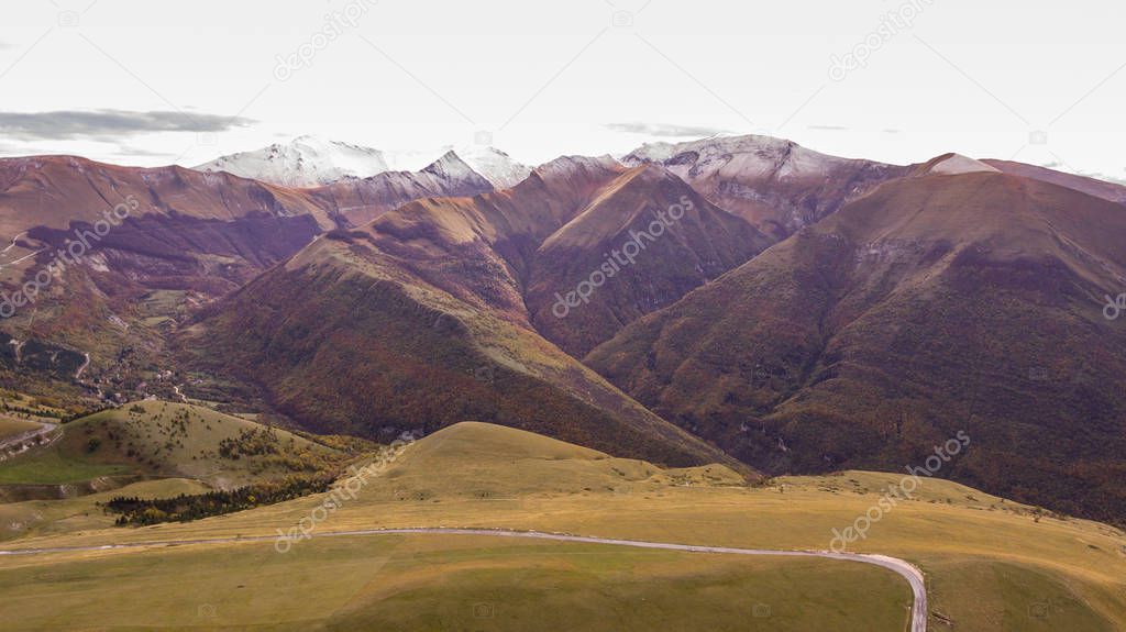 The first snow on Sibillini mountains in autumn