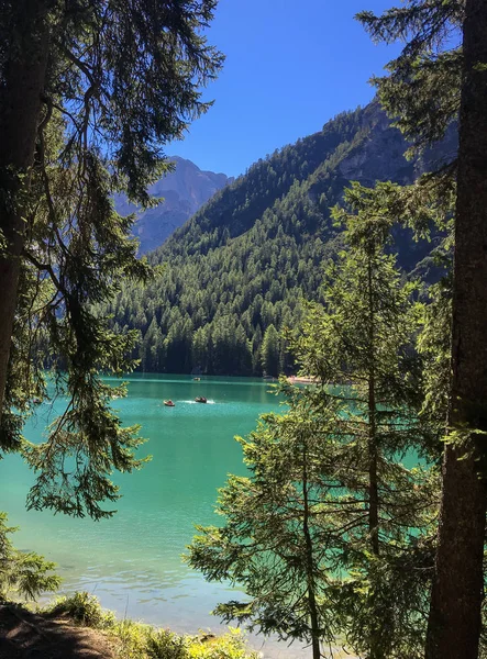 Braies Lake Summer Dolomites — Stock Photo, Image
