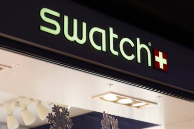 Lugano - Switzerland - December 30 2019 - Swatch retail ensign