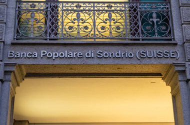 Lugano - Switzerland - December 30 2019 - BPS Banca Popolare di Sondrio (Suisse) ensign