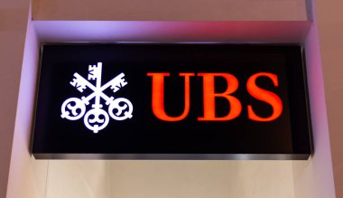 Lugano - Switzerland - December 30 2019 - UBS Bank ensign