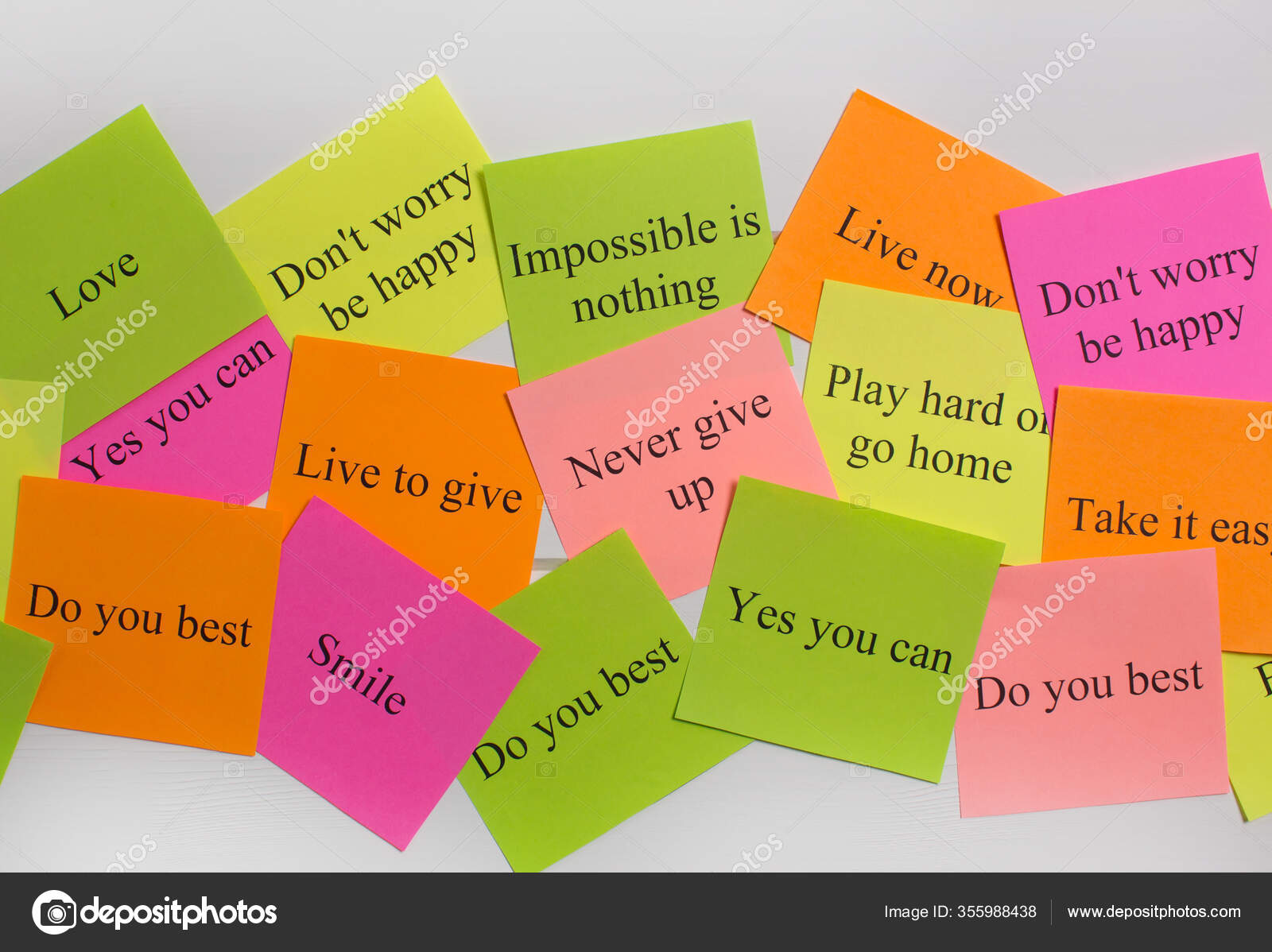 Motivational Words Colorful Stickers White Background Vision Board