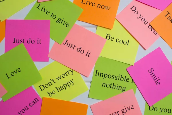 Motivational Words Colorful Stickers White Background Vision Board Cards Words — Stock Photo, Image