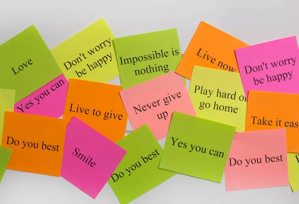 Motivational Words Colorful Stickers White Background Vision Board Cards Words — Stock Photo, Image