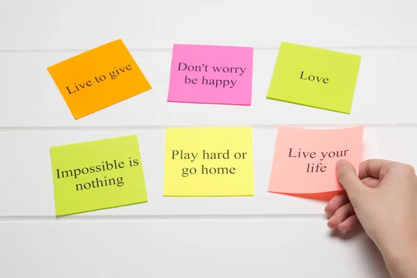 Motivational Words on Colorful Stickers on White Background. a