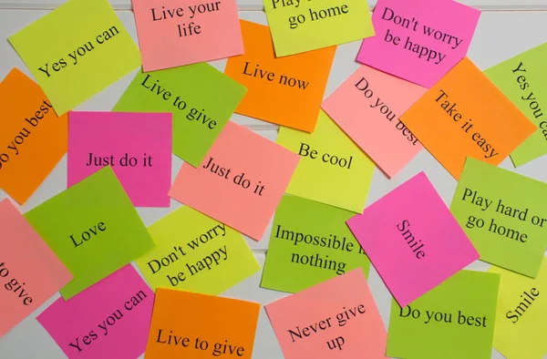 Motivational Words Colorful Stickers White Background Vision Board Cards Words — Stock Photo, Image