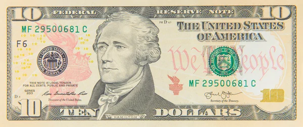 Tien Amerikaanse dollar bill — Stockfoto