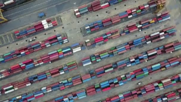 4K Aerial view of Industrial port with containers — Stock Video