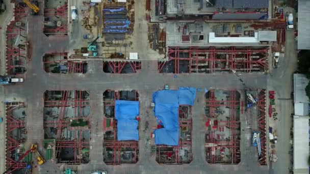 4K Вид с воздуха на новую строительную площадку — стоковое видео