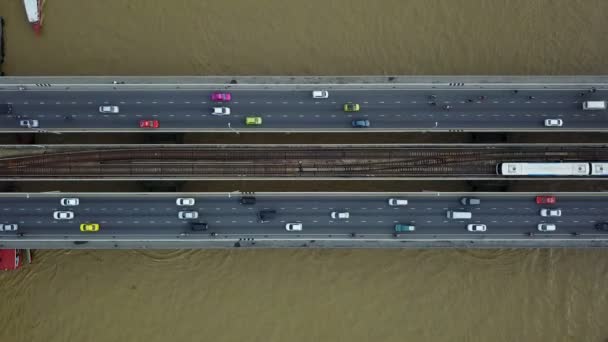 4K Vista aérea do tráfego e do sistema de transporte em Bancoc — Vídeo de Stock