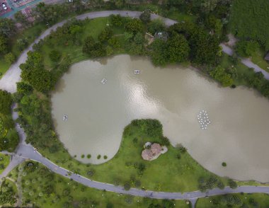 Yeşil park lake ile üzerinde havadan görünümü