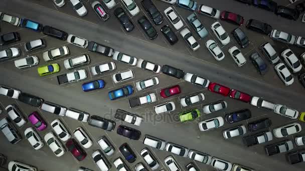 4K Aerial view of crowded car parking — Stock Video