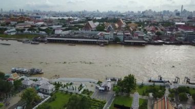 4 k hava manzara Wat Arun Tapınağı Bangkok, Tayland