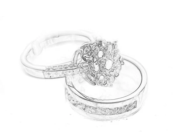 Wedding rings sketch on white background — Stock Photo, Image