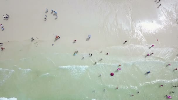 4 k horní pohled lidí na pláži — Stock video