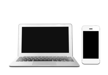 Laptop ve boş bir ekran ile smartphone