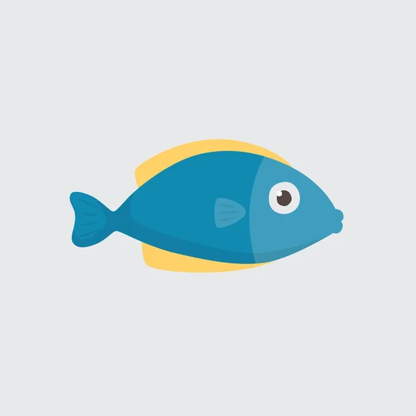 Rolig tecknad fisk på vit bakgrund — Stock vektor