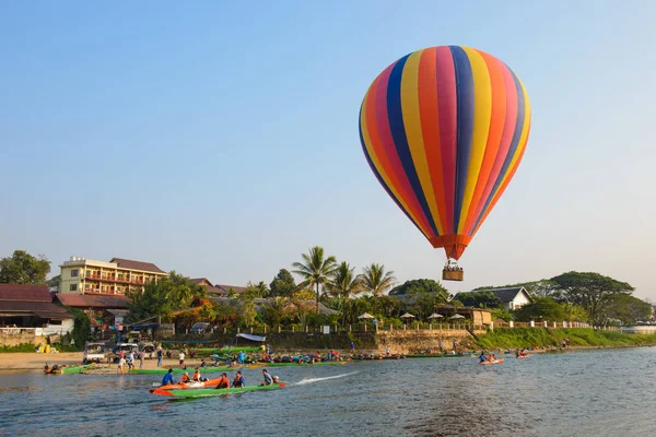 Vang Vieng Laos February 2016 Hot Air Balloon Nam Song — Stock Photo, Image