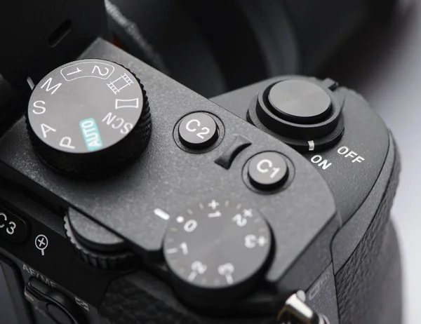 Botão Obturador Câmera Sem Espelho — Fotografia de Stock