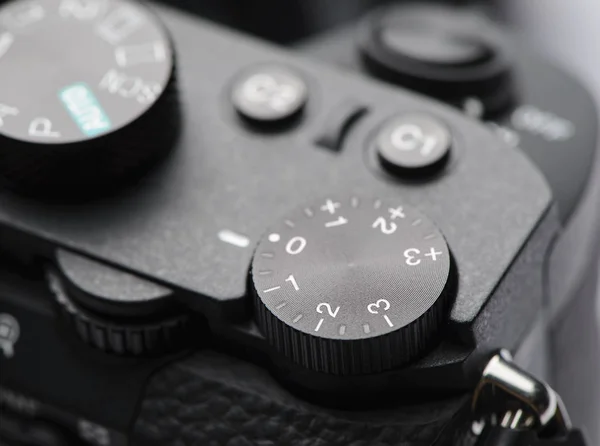 Blootstelling Draaiknop Mirrorless Camera — Stockfoto